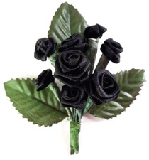 Vintage Millinery Small Silk Black Roses Flowers  F18