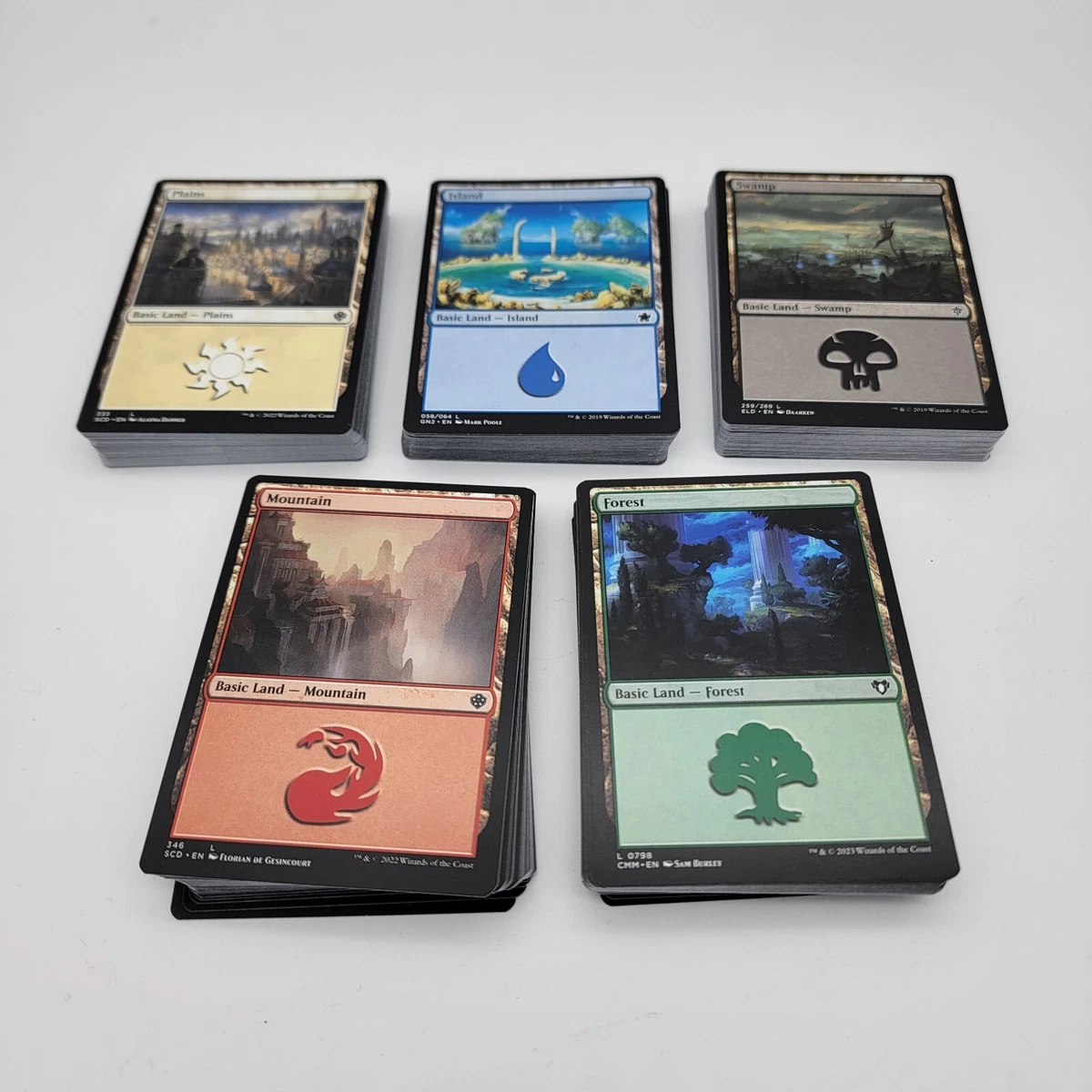 mtg land cards for sale Amazon.com: MTG Decks & More Compatible with Magic The Gathering: 100 FOIL  Basic Lands - 20 Swamp, Mountain, Forest, Plains, Island