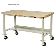 Mobile Workbench with Power Apron Maple Block Safety Edge 60"W x 30"D Tan