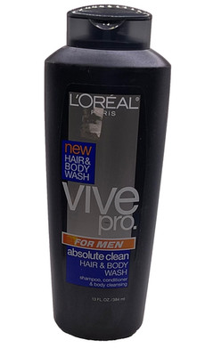 L'OREAL Vive Pro For Men Absolute Clean Hair & Body Wash, 13 fl oz