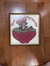 Vintage Framed needlepoint Strawberry Shortca...