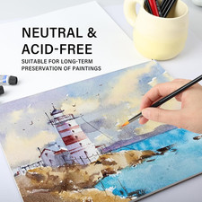 Watercolor Paper Pad, 9 x 12 in, 100 Cotton, 140lb Medium Rough Artist Paint...