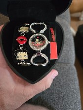 Betty Boop Ladies Bracelet Watch features a red dial with character graphic