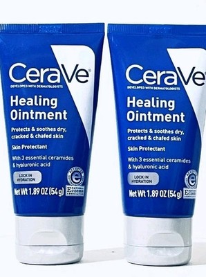 2 Cerave Healing Ointment For Dry, Cracked And Chafed Skin 1.89 oz, New 07/2027