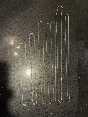 7 Various Size Metal Chains From 16  To 26  These Are Costume Jewelry 