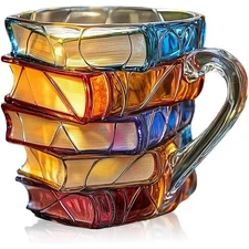 Novelty Painted Gift 3D Books Stack Mug Resinz Coffee Unique Colorful Collection