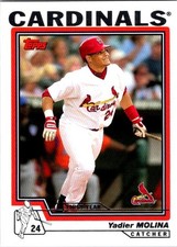 2004 Topps #324 Yadier Molina RC Rookie Card First Year St. Louis Cardinals HoF. rookie card picture