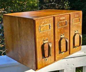 Antique Weis Arts & Crafts Desktop File Cabinet Quarter Sawn Tiger Oak Dove Tail