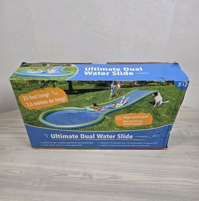 HearthSong Extra Long 25-Foot Double Lane Water Slide with Sprinkler NEW