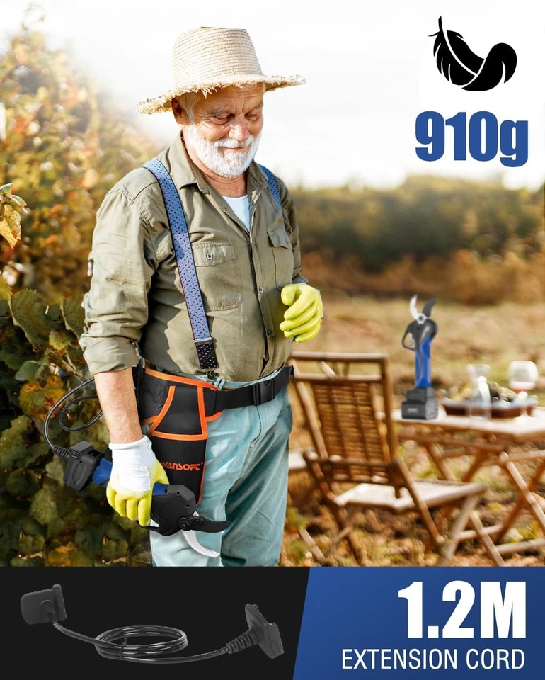 SWANSOFT PRU40 Forbici Potatura a Batteria, Professionali 40mm 21V 1050W 4Ahx2 C - Immagine 3 di 4