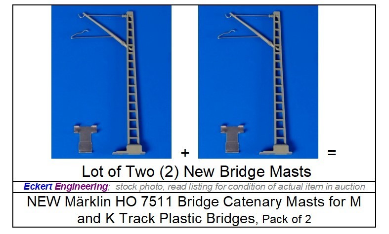 Märklin H0 10 X Bridge Mast 7511 K M Track for 72er Bridges Top