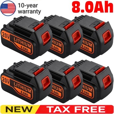 Pack 8.0AH 20V MAX For Black & Decker 20Volt Lithium Battery LBXR20 LB2X4020 NEW