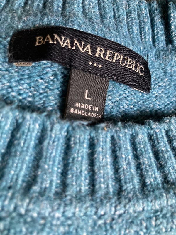 Banana Republic Thick Cotton Blend Sea Blue Crew  M or L 44" ABTUC