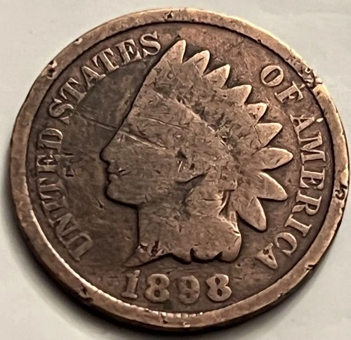 1898 Indian Head Cent Penny AG Details BN BN314