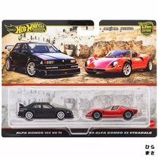 Miniature Car 1/64 Alfa Romeo 155 V6 TI 33 Stradale Hot Wheels Premium 2 Pack