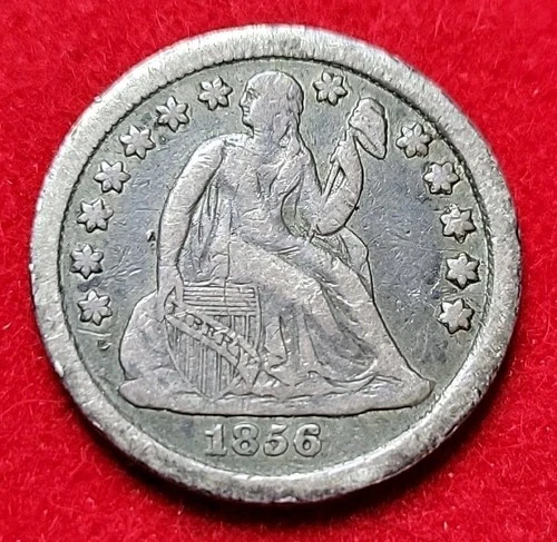 1856 Silver Seated Liberty 10c Dime VF
