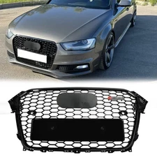 Front Bumper Grille RS4 Style For Audi A4 S4 B8.5 2013-2016 Gloss Black