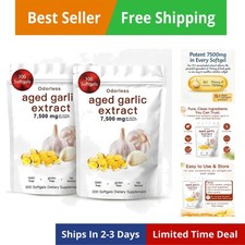 Aged Garlic Extract, 7500mg Per Serving Equivalent, 300 Softgels – Odorless O...