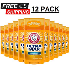  12-PACK ARM  HAMMER ULTRA MAX Deodorant, Cool Blast, Solid Stick, 2.6 Oz