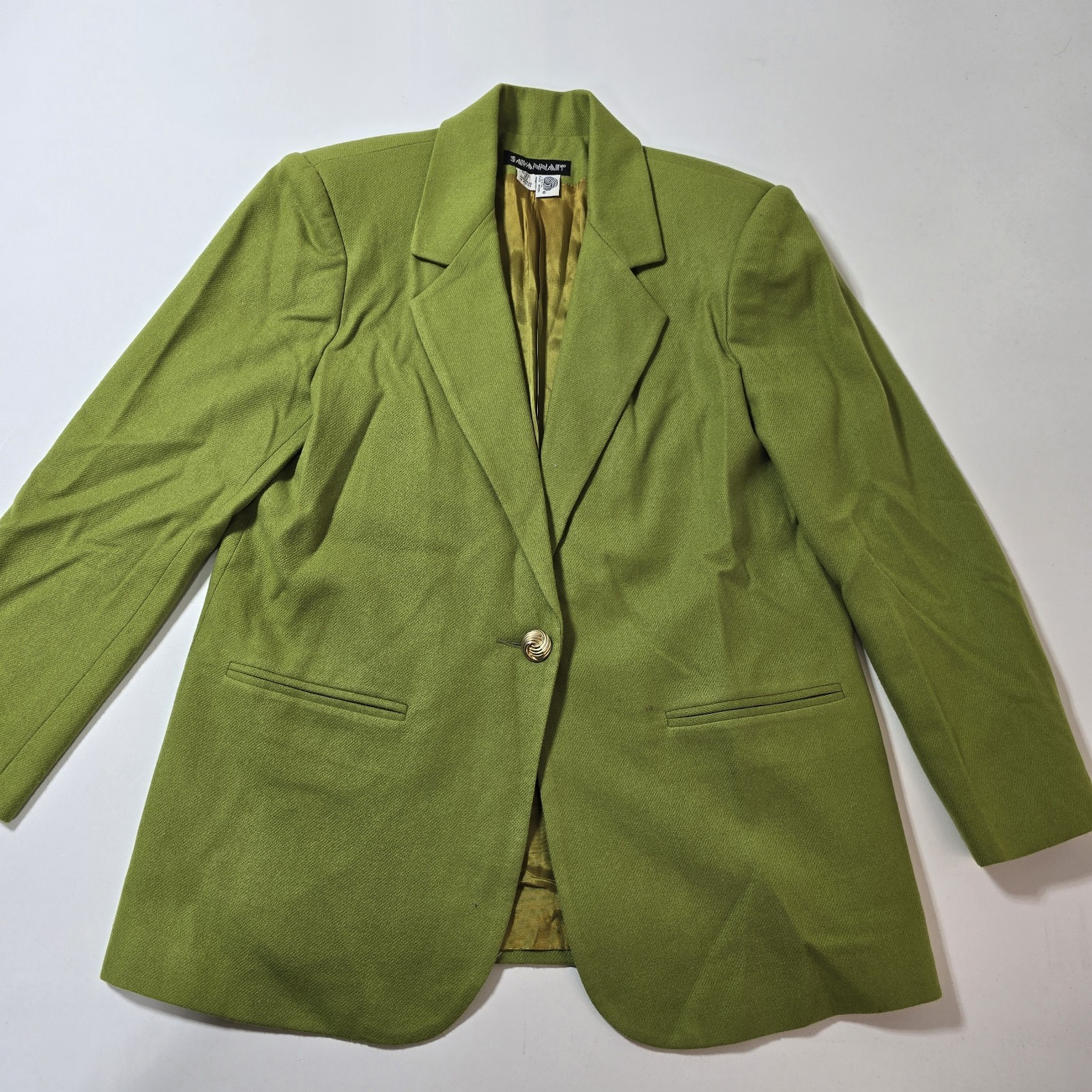 Savannah Wool Blazer Womens Size 10 Green Professional Career Office Jacket
