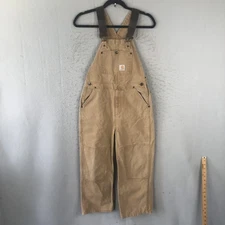 Carhartt Overalls Girls Size 10 Tan Brown Bib Pants Double Knee Workwear Durable