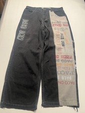Paco Denim Y2K Baggy Skater Wide Leg Jeans Rare 90s Streetwear Black Mens 34x30