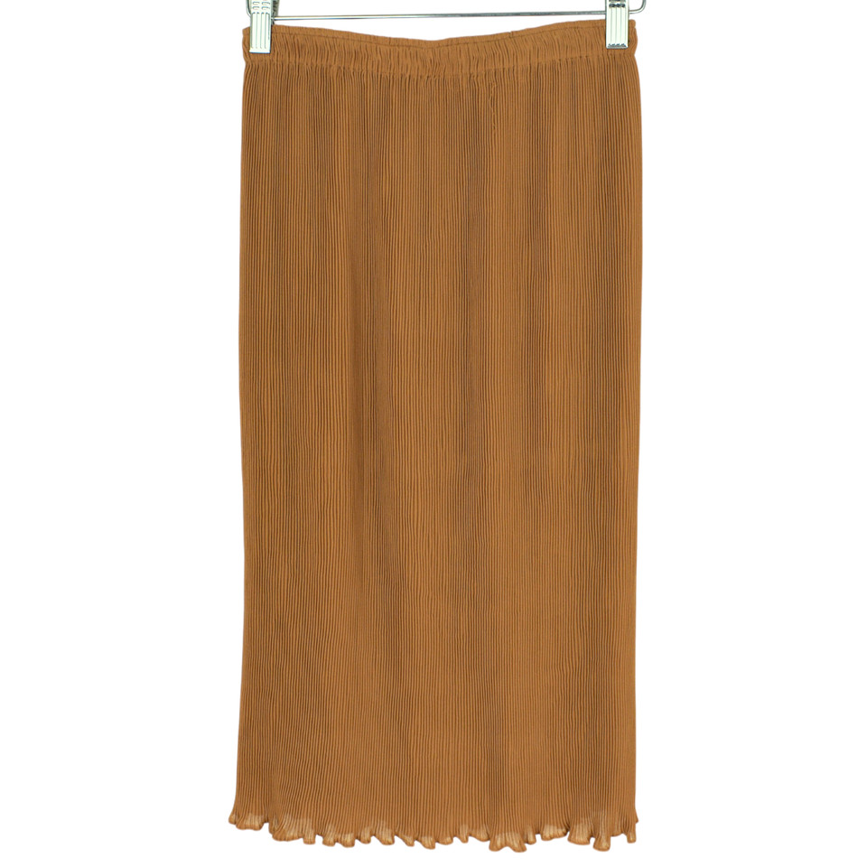 Jac + Jack Brown Chiffon Plisse Pleat Skirt Size 8 As Is