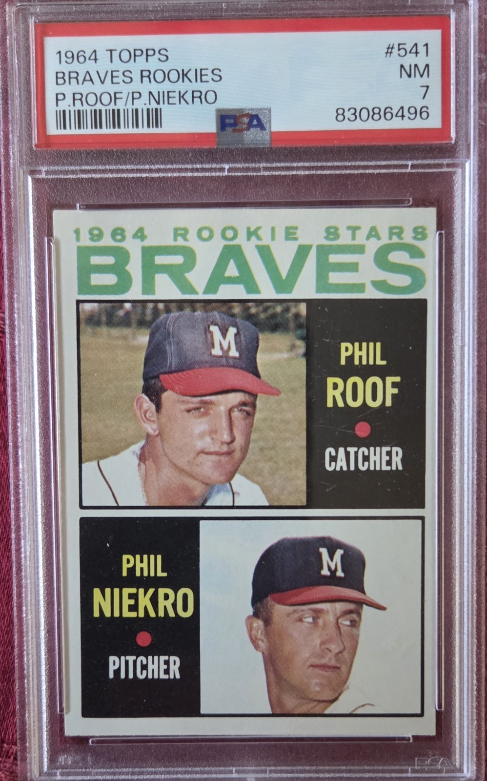1964 TOPPS #541 PHIL NIEKRO RC BRAVES HOF PSA 7