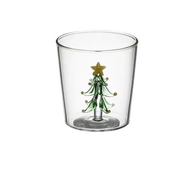 I Kreative Glas Weihnachtstasse Hitzebeständiger Kaffee- &Milchbecher Baumdesign