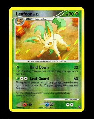 2008 Pokemon LEAFEON Majestic Dawn REVERSE HOLO Rare Diamond & Pearl Card 7/100