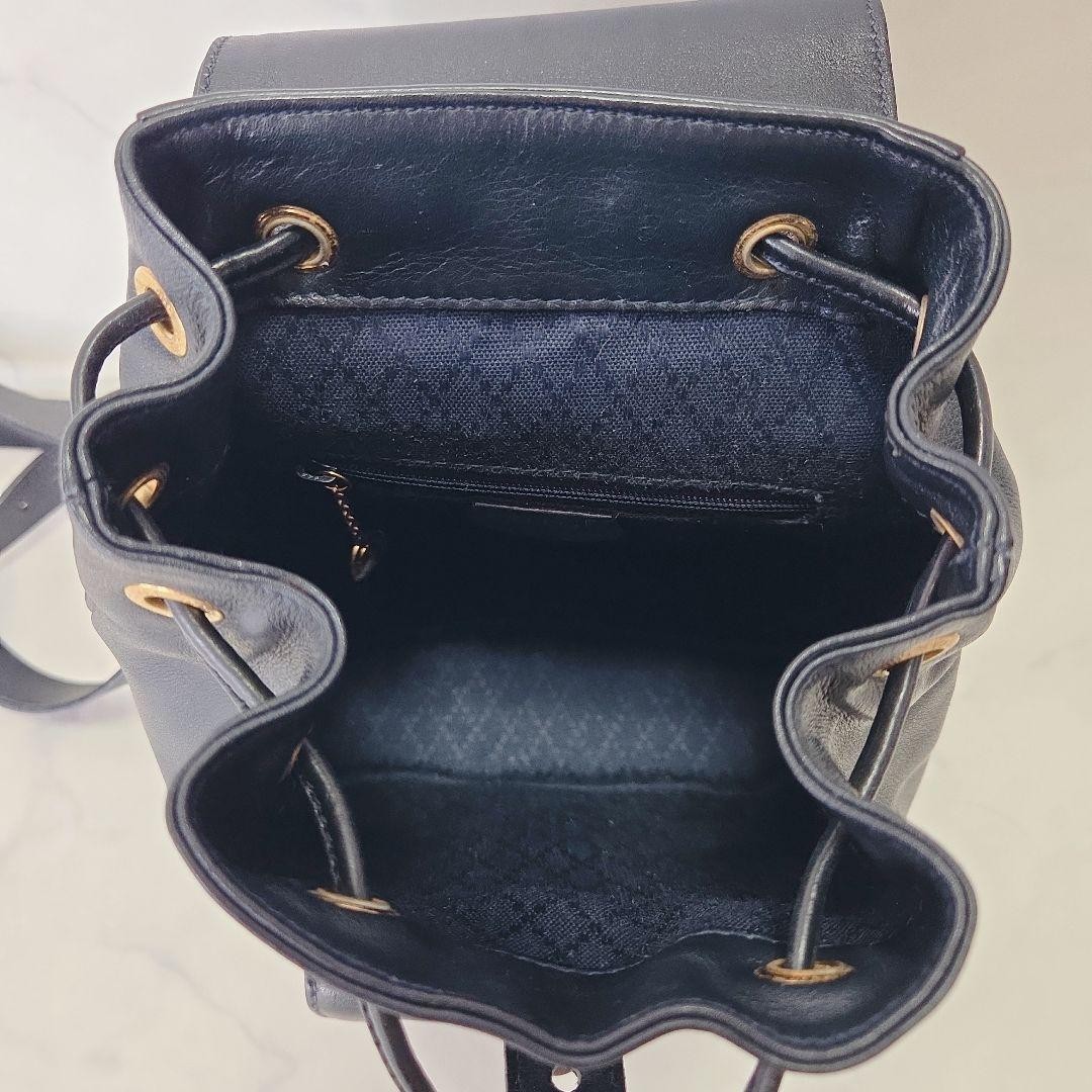 Authentic GUCCI Bamboo Mini Backpack Dark Navy Le… - image 16