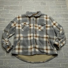 Sage Collective Plush Shirt Jacket Womens 2xl Gray Plaid Button Up Shacket