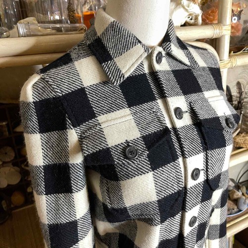Ralph Lauren Rugby Label Black and White Buffalo Plaid Wool Crop Jacket Size 0 - Picture 2 of 12