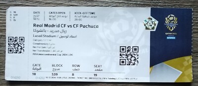 original TICKET Intercontinental Cup 18.12.2024 Real Madrid - CF Pachuca # B19