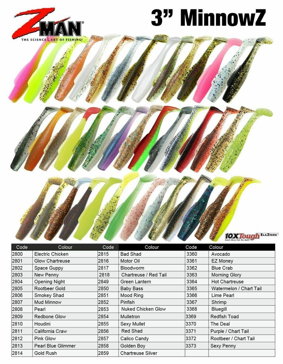 ZMan MinnowZ 3 Paddle TailZ Soft Plastic Fishing Lure - Choose