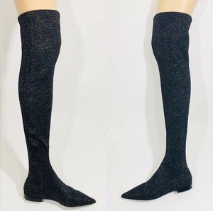 black glitter over the knee boots