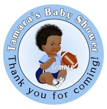 BLUE BOY FOOTBALL BABY SHOWER FAVORS STICKERS LABELS tags for goody bags, etc