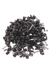 Image of 4mm Black Round Cable Clips Heavy Duty Fixing Nails 4mm Black Round Wire Clips