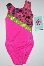 GK Stars Doodle Charm Leotard Bodysuit Tank Heart Hologram Insert New Child Girl