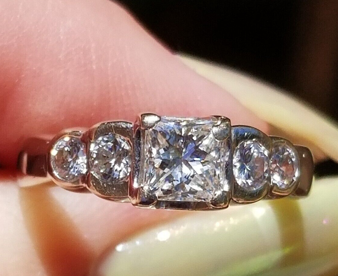 Quality Crafted Princess Solitaire Round Accent D… - image 1