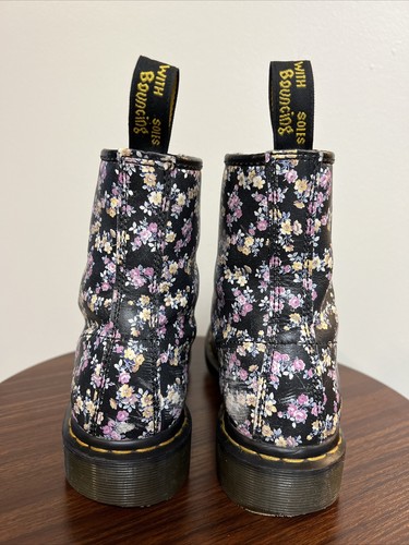 Dr. Martens 1460 Tydee Combat Boots Women's Size 7 Black Floral Leather Lace Up - 第 3/12 張圖片