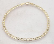8" Mariner Anchor Link Pave Chain Bracelet Real 10K Yellow White Gold