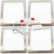 Image of 4x BRUSHED NICKEL Slim Square Under Cabinet Light & Driver - Natural White LED