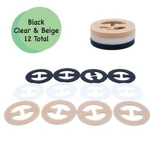 12 Round Racerback Adjustable Bra Clips in Black Nude and Clear - Hassle Free