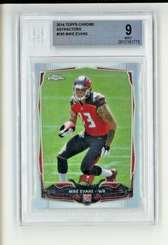 MIKE EVANS 2014 TOPPS CHROME REFRACTOR  #185 ROOKIE RC  BGS 9 MINT LOOKS GEM
