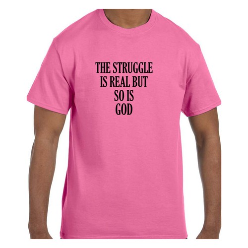 Camiseta de humor divertido La lucha es real pero también lo es Dios manga corta o larga - Imagen 6 de 13