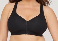 52C Bra - Catherines BLACK Front-Close No-Wire Cotton Knit Comfort Bra