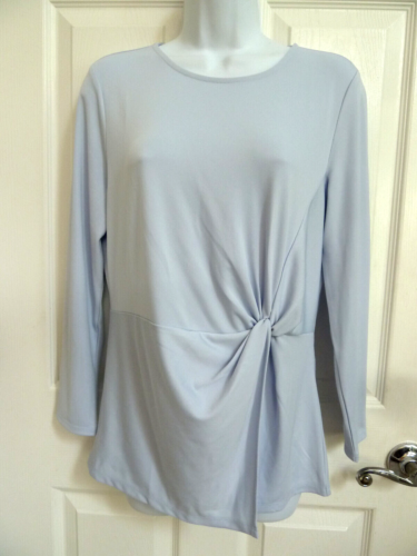 *NEW!! ANN TAYLOR Sz. M 8-10 Long Sleeve Career Blouse Top Gathered Side Blue*