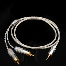 HIFI Pure Silver 2.5mm/4.4mm to 2 RCA Headphone Amp Connecting Aux Audio Cable