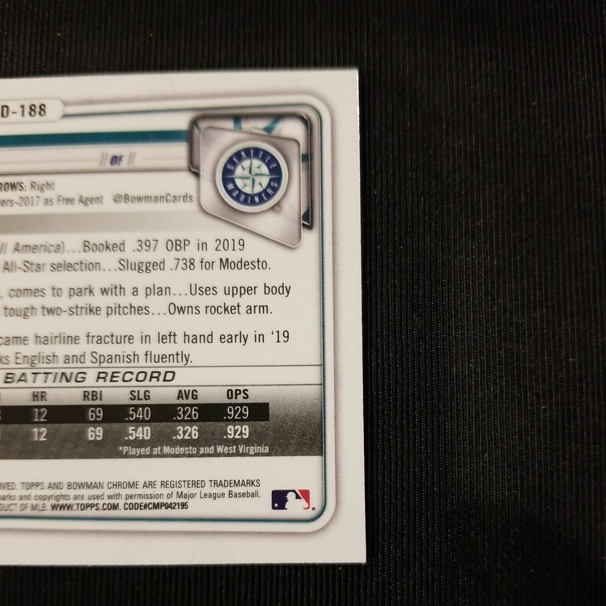 2020 Bowman Chrome Draft Julio Rodriguez Mariners Baseball